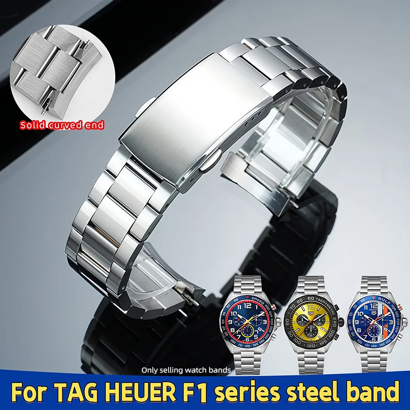 For TAG Heuer F1 Series CAZ1010 CAZ1011 Stainless Steel Watchband 21.5mm Curved Men Metal Bracelet Replacement Watch Accessories