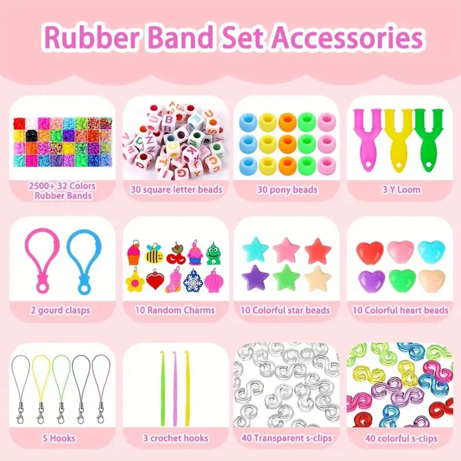 2700PCS+/Box Rubber Bands Bracelet Making Kit - Creative Jewelry Set Ideal Gift for Little Crafters Vibrant DIY Bands for Colorf