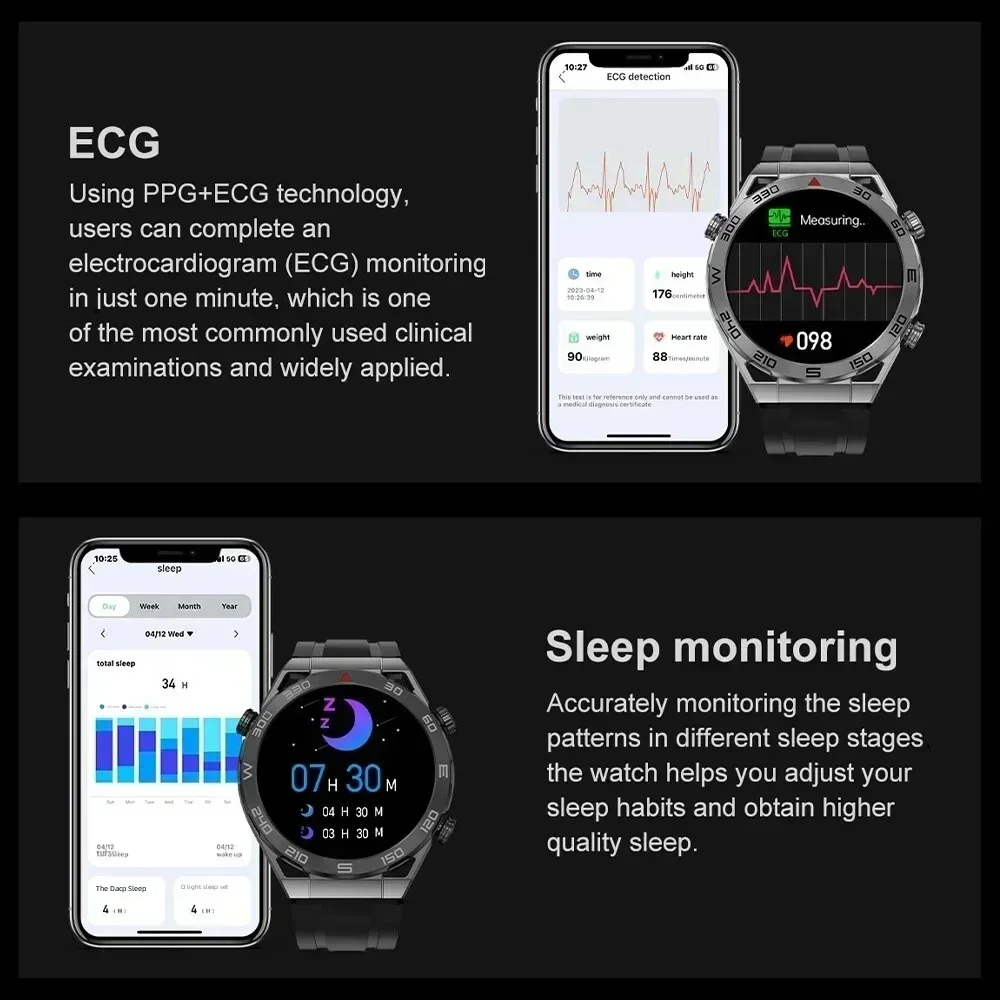 2024 New NFC ECG+PPG Bluetooth Call Smartwatch GPS Track Motion Bracelet Fitness Sport Watch For Huawei Ultimate Smart Watch Men