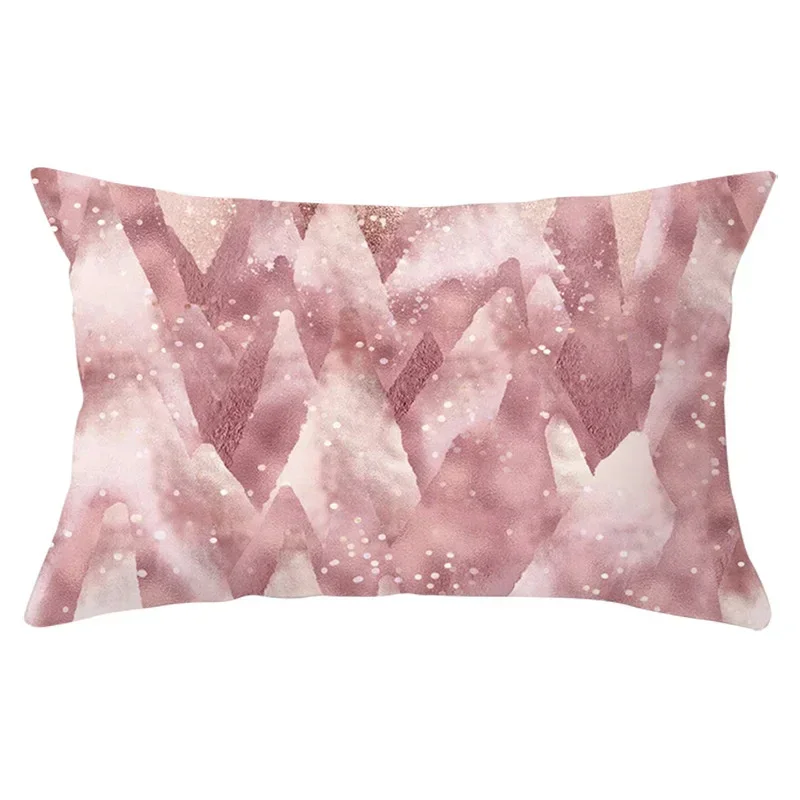 30x50cm Rose Gold Pink Geometric Cushion Cover Abstract Leaves Pillow Cases Living Room Home Decoration Waist Throw Pillowcase
