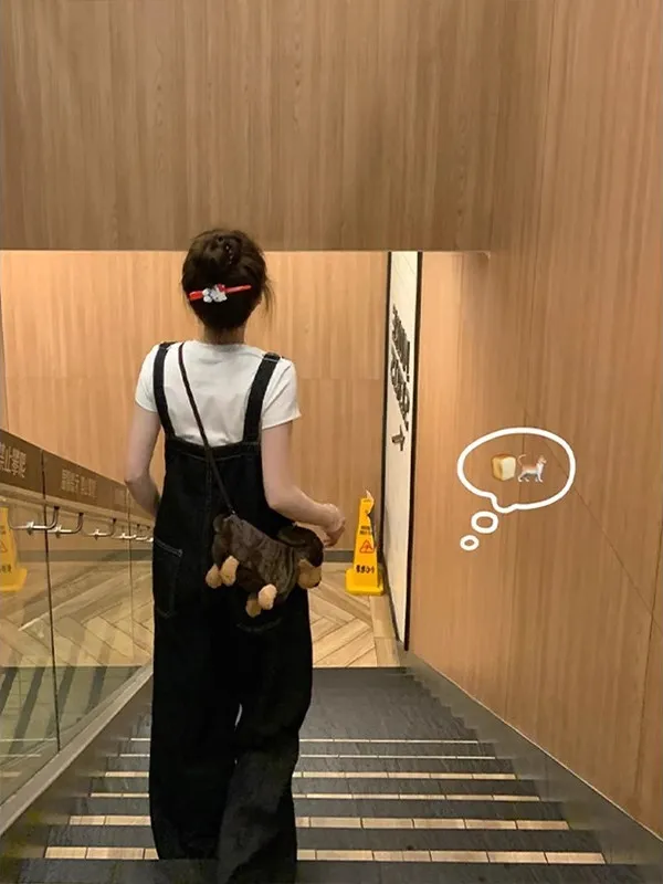 Summer New Women's Denim Overalls Loose Straight Casual Wide Leg Small Size High Waist Jeans Commute Sle Blue Color