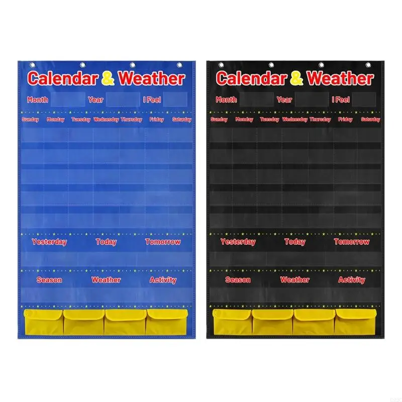 

Calendar and Weather Pocket Chart Monthly Calendar Pocket Chart for Kid Preschool Kindergarten Classroom