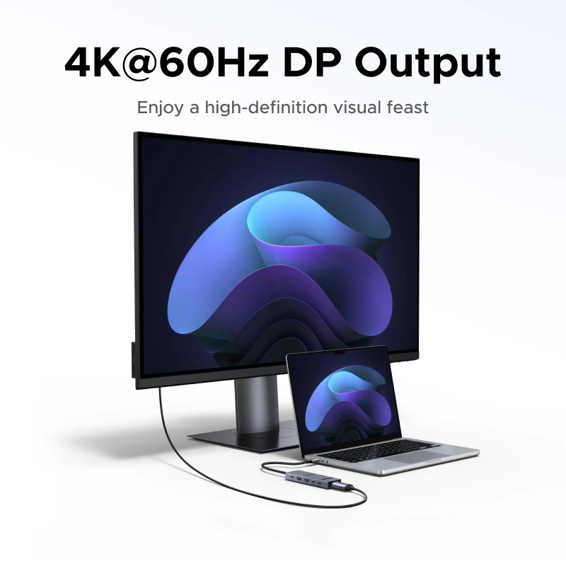 UGREEN DisplayPort USB HUB Type-C إلى DP 4K60 هرتز 10 جيجابت في الثانية منافذ بيانات USB-A/C PD100W شحن لأجهزة الكمبيوتر المحمول MacBook Samsung Dell Lenovo