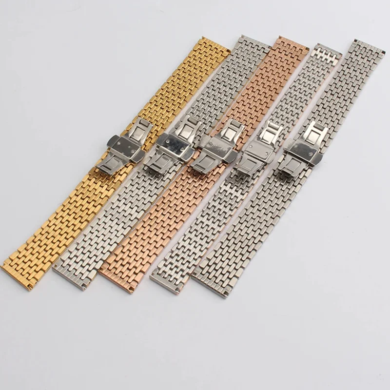 Ремешок для часов, браслет из натуральной нержавеющей стали, 14 мм, 16 мм, 18 мм, 20 мм, 22 мм, мужской ремешок для наручных часов, аксессуары, складная пряжка, ремешок для часов, ЗОЛОТОЙ