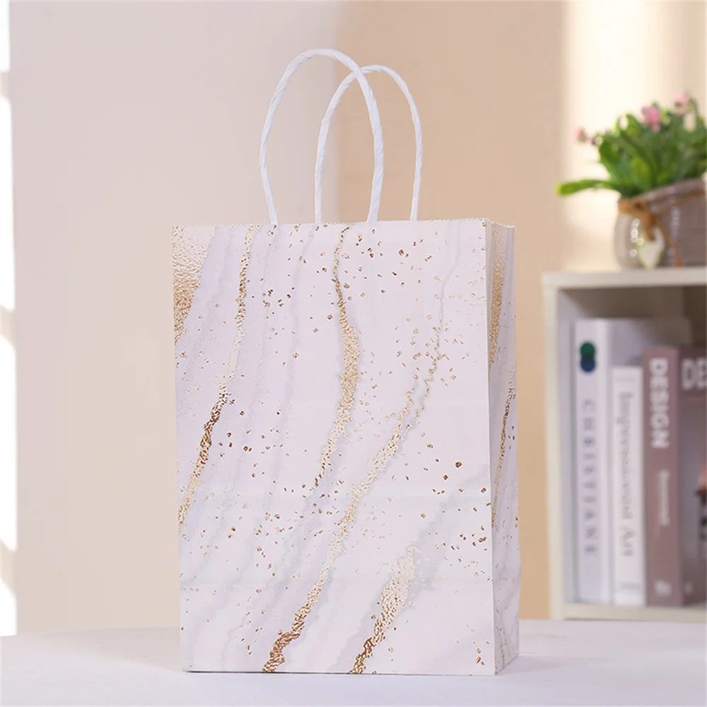 5Pcs Gift Bag Paper Bag Marble Design Handbag for Birthday Wedding Gift Party Decoration Packaging Supplies Handbag Diy Crafts