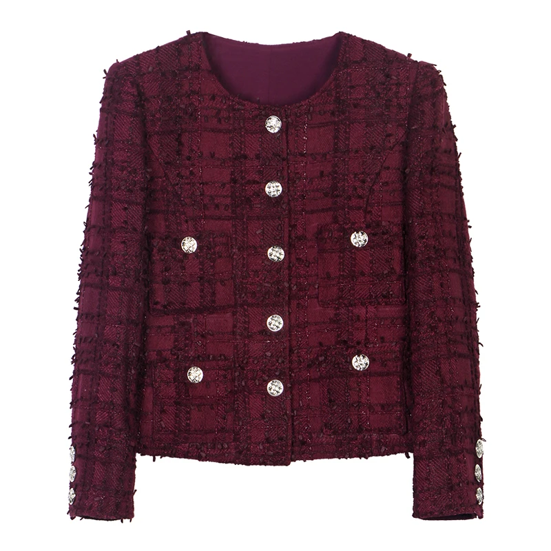 2025 Anchor Red New Braided Tweed French Style Fashionable and Comfortable Jacket