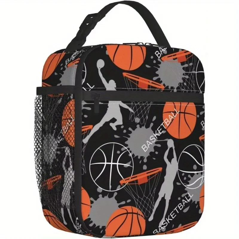 Durable And Waterproof Insulated Lunch Bag for Basketball Enthusiasts, Perfect for School, Work, Or Picnics, And Can Be Reused A