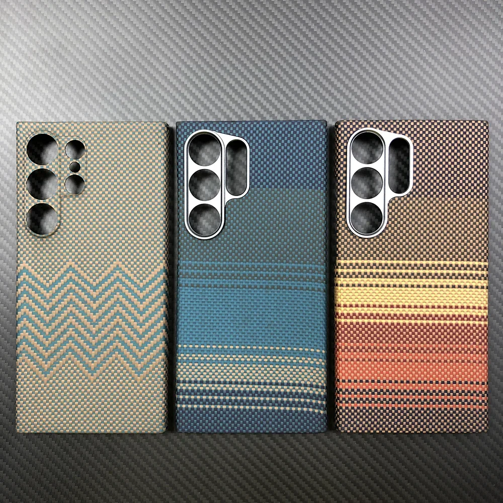 Colorful Phone case for Samsung Galaxy S24 Ultra s24u Kevlar Aramid Carbon Fiber case Geometric lightweight Thin Luxury case