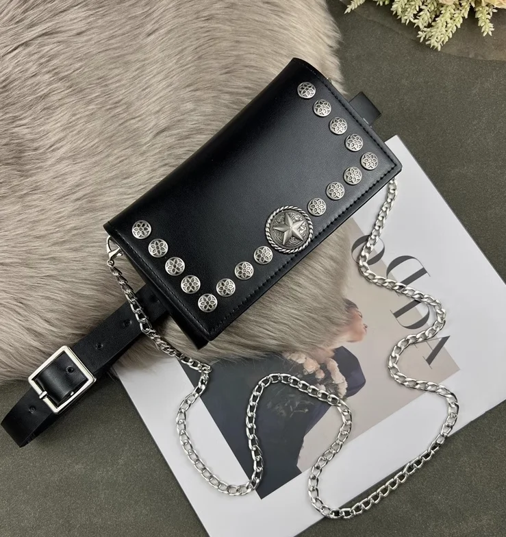 Silver Black MIni Waist Packs Women PU Leather Waist Belts With Phone Bag Street Wallet Purse Phone handbag Small Shoulder Bags