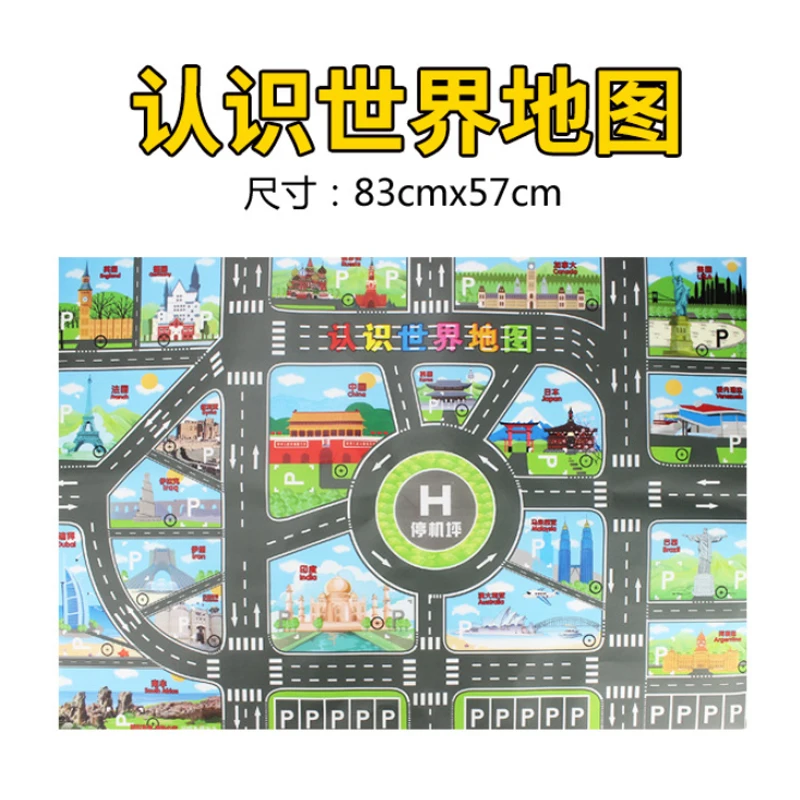 

p352 Climbing Mat Children's Play Mat Children Waterproof Traffic Know The World Road Map Educational Toy p352