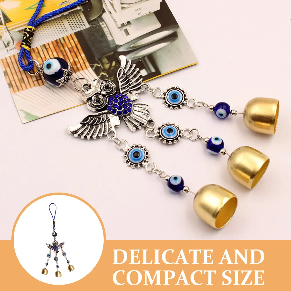 Turkish Evil Eye Owl Hanging Decor Charm Pendant Lightweight Compact for Car Rear View Mirror Wall Window Door Suitcase Bag