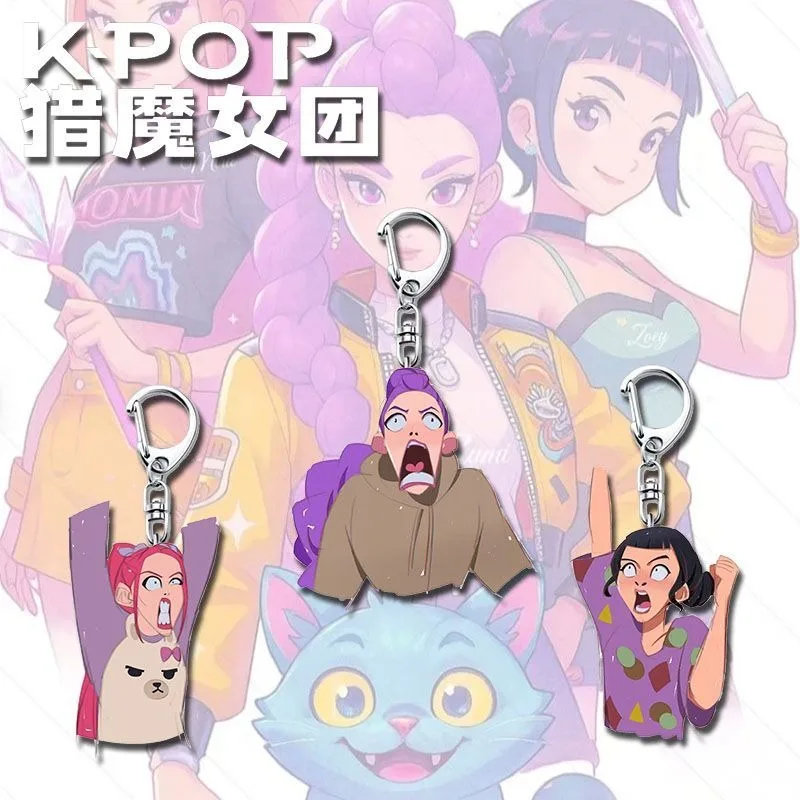 KPop Demon Hunters Cartoon Anime Rumi Mira Zoey sleutelhanger voor mannen en vrouwen, modieuze gepersonaliseerde veelzijdige trendy sleutelhanger
