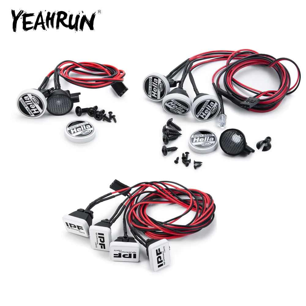 YEAHRUN 2/4Pcs Round LED Lights & Cover for TRX-4 Axial SCX10 Tamiya CC01 D90 TF2 RC Car Model 1/10 RC Crawler Car Parts