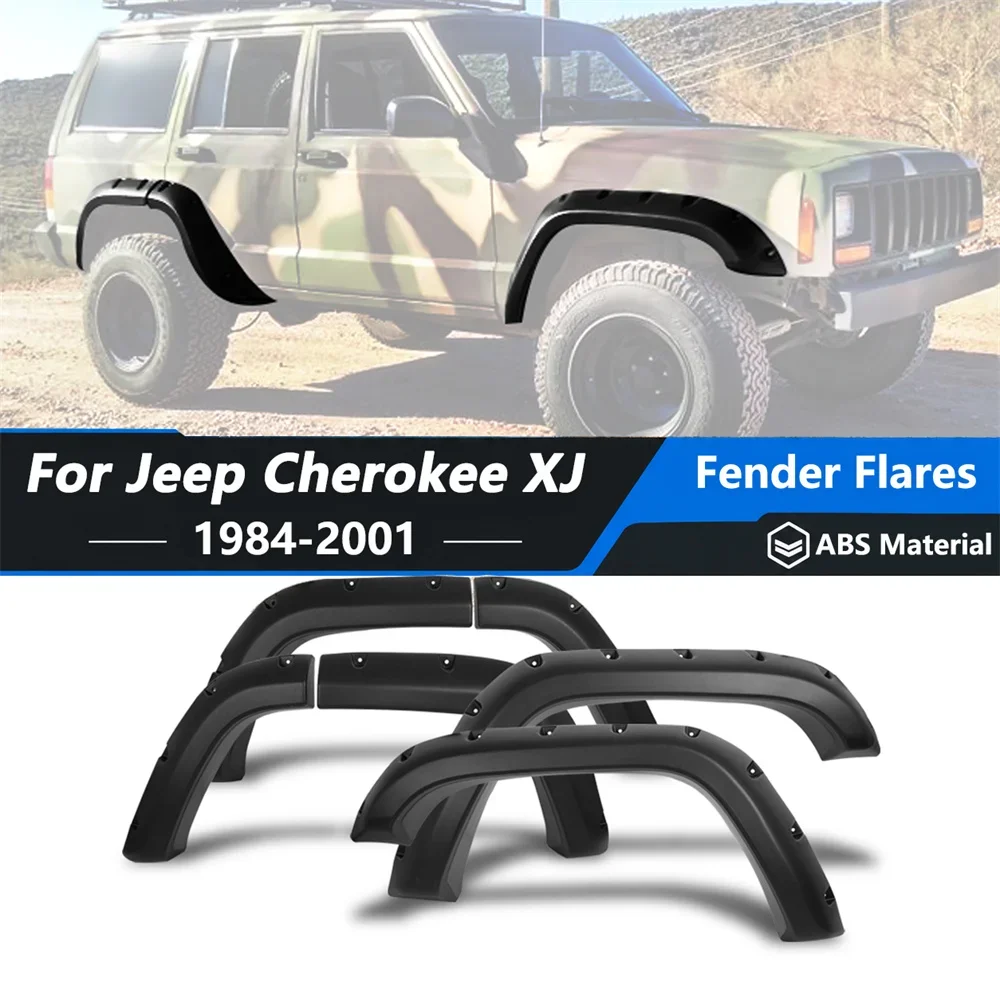 For Jeep Cherokee XJ 1984-2001 Bolt On Fender Flares Wheel Arch With Rivets ABS Offroad 4x4 Truck Styling Off Road Accessories