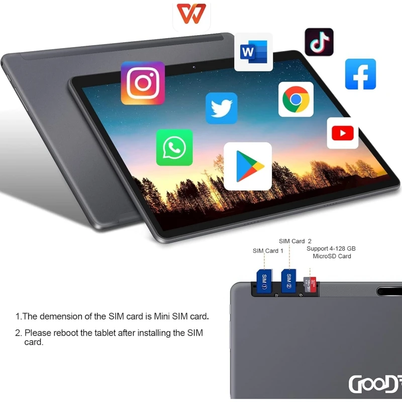 10.1 INCH T10 4GB RAM 64GB ROM G3 Android 9.0 Phone Call Tablet PC CPU MT6763 Octa-Core Sim Card Supports 2G 3G 4G Calls