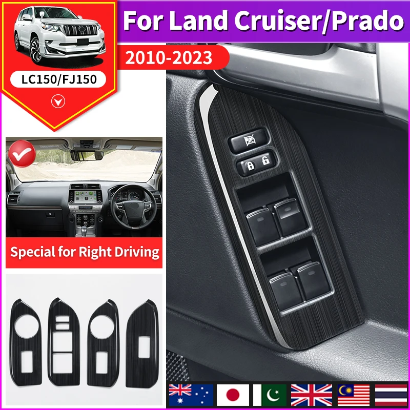 

Right Rudder Window Glass Lift Button Panel Modification, for 2010-2023 Toyota Land Cruiser Prado 150 Lc150 Internal Accessories