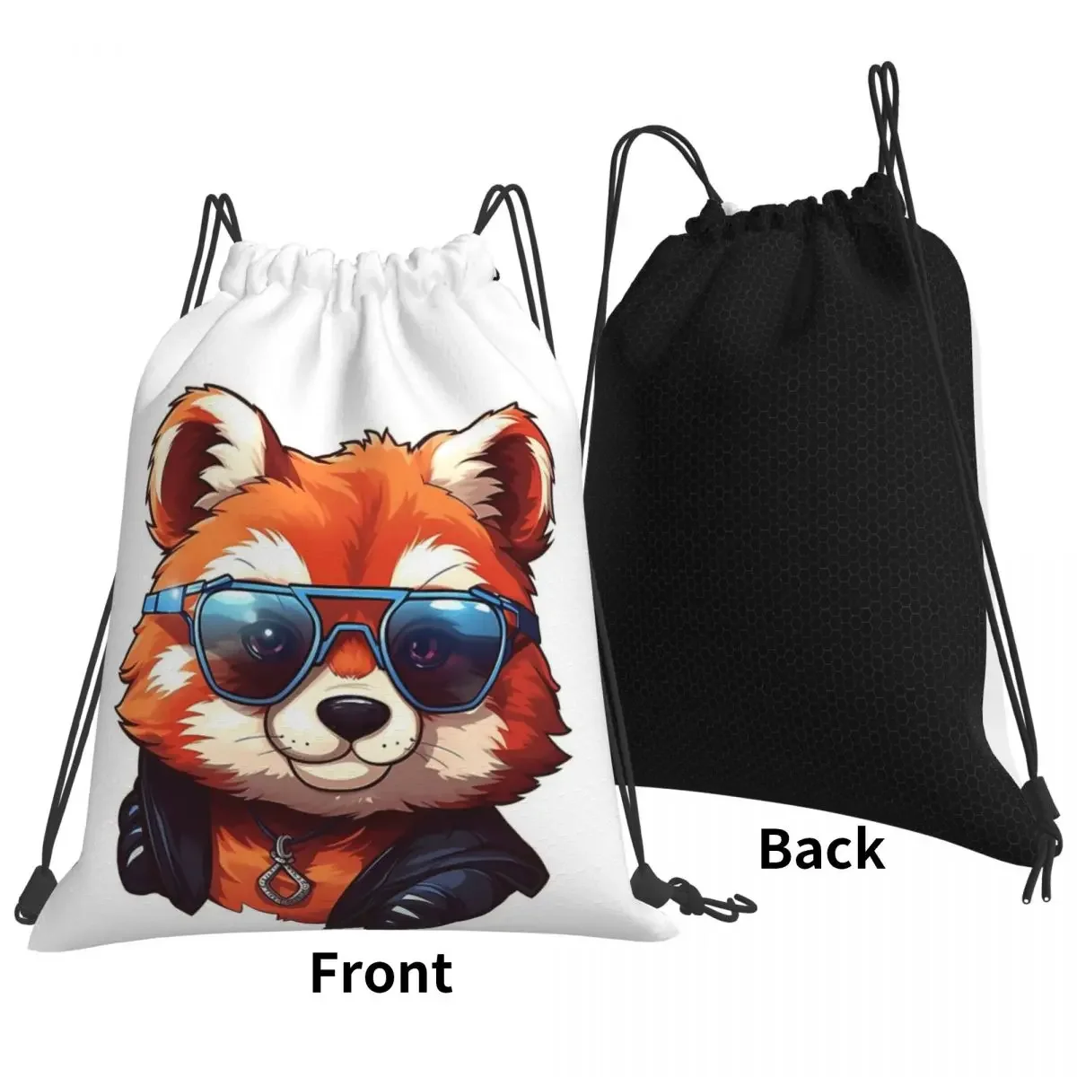 Mochila Kawaii RedPanda con gafas de sol, bolsa informal portátil con cordón, paquete de bolsillo, artículos diversos para estudiantes de viaje