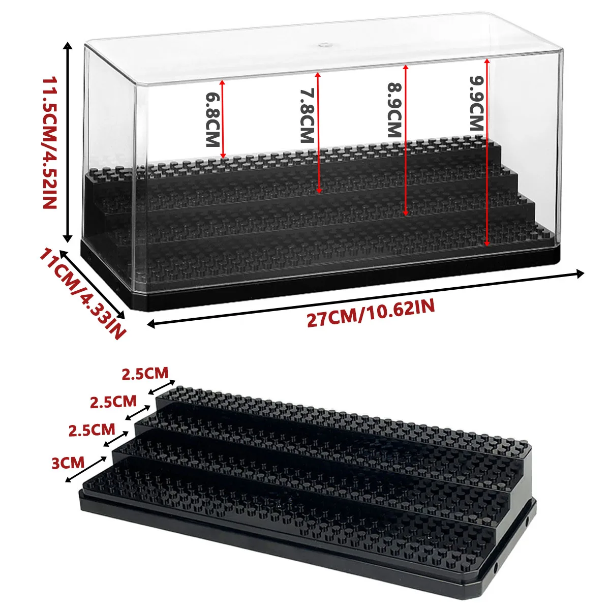 Acrylic Display Case for Lego Minifigures Clear Acryl Box, ABS Base Plate, Can Be Stacked Organizer & Dustproof Storage Cabinet - view 2