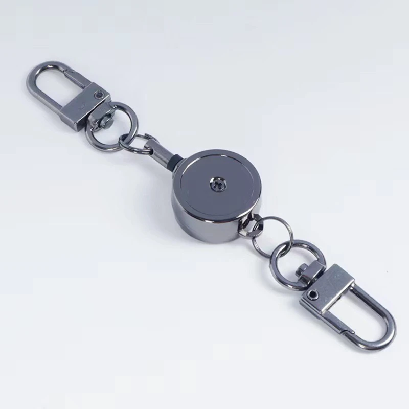 Retractable Badge Key Holder Badge Reel Anti-theft Metal Easy Pull Cord Cord Elastic Keychain Keyring Accessories