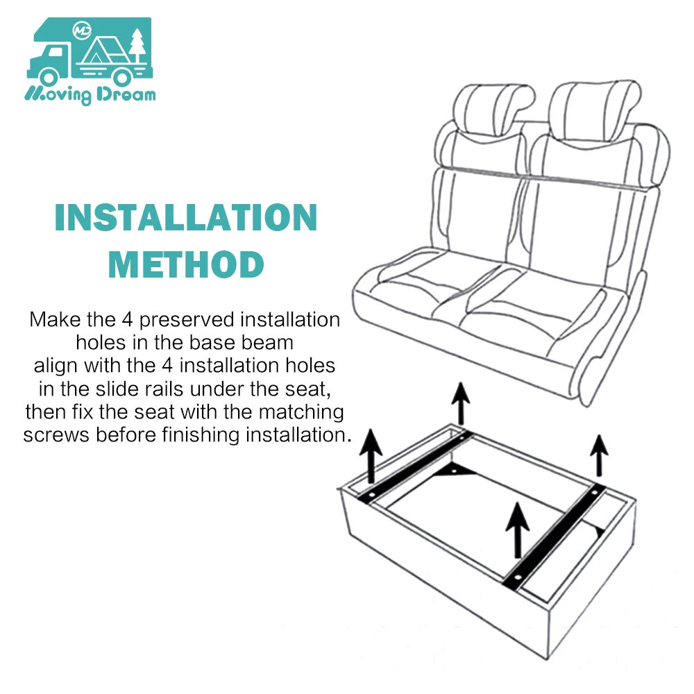 JDA Luxury Leather Adjustable Modified Folding Changeover Bed Car Triple Seats For Caravan Campervan Van MPV RV Motorhome