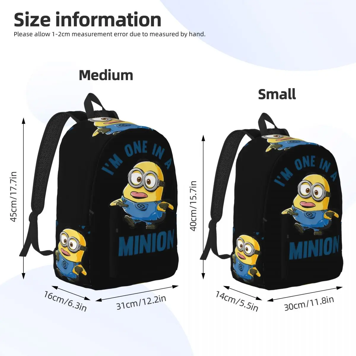 Mochila de moda M-Minionsed con bolsillo para estudiantes, senderismo, viaje, mochila para hombres y mujeres, bolso de hombro universitario