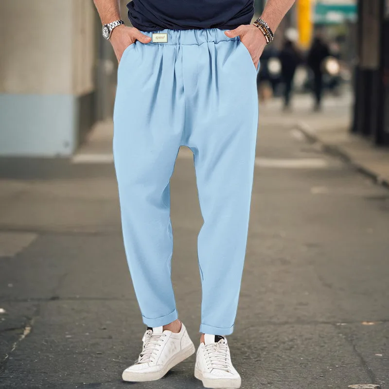 New Men's Sports Casual Pants Trendy Fashion Solid Color Harlan Pants Hanging Pants Men's