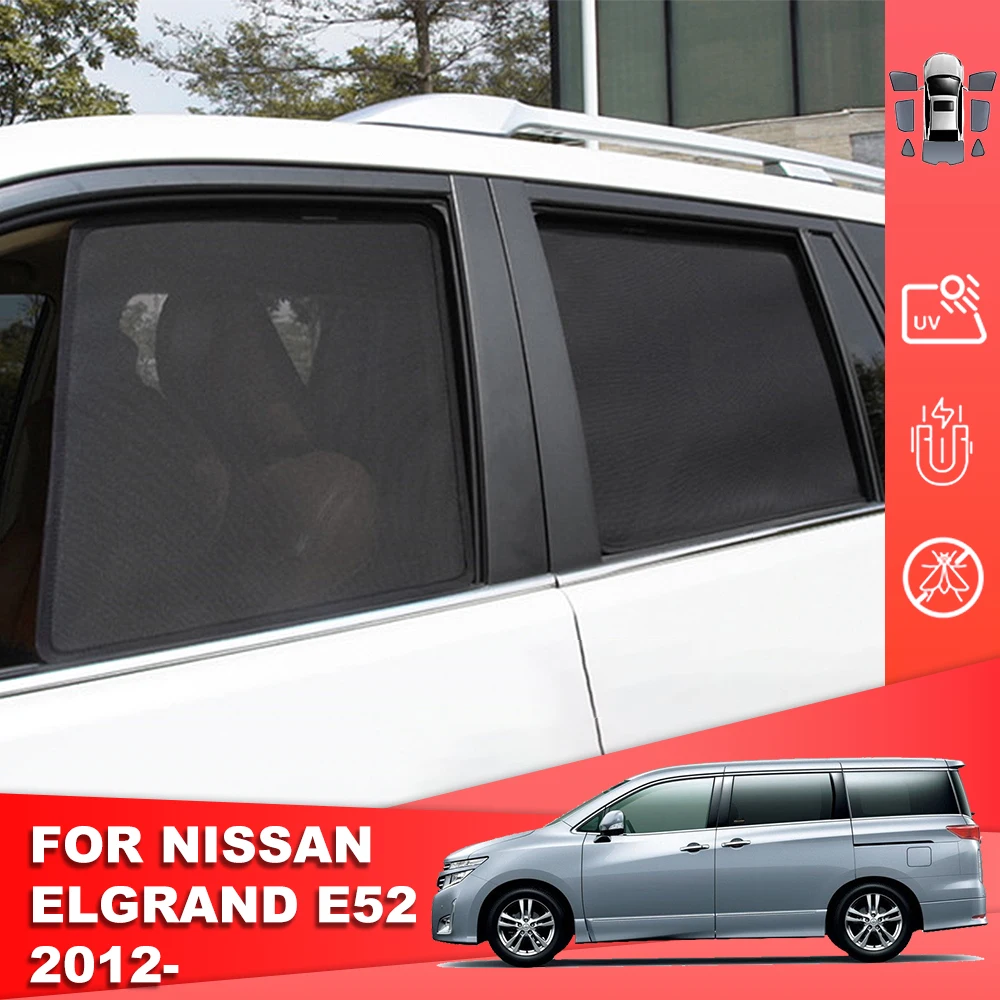 

For Nissan Elgrand Quest E52 2010-2024 Magnetic Car Sunshade Shield Front Windshield Curtain Rear Side Window Sun Shade Visor