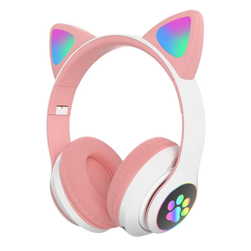 Wireless Headphone Bluetooth Cute Cat Ears Bald Head With Helmet Headphone Girl Kids Headphone With Microphone