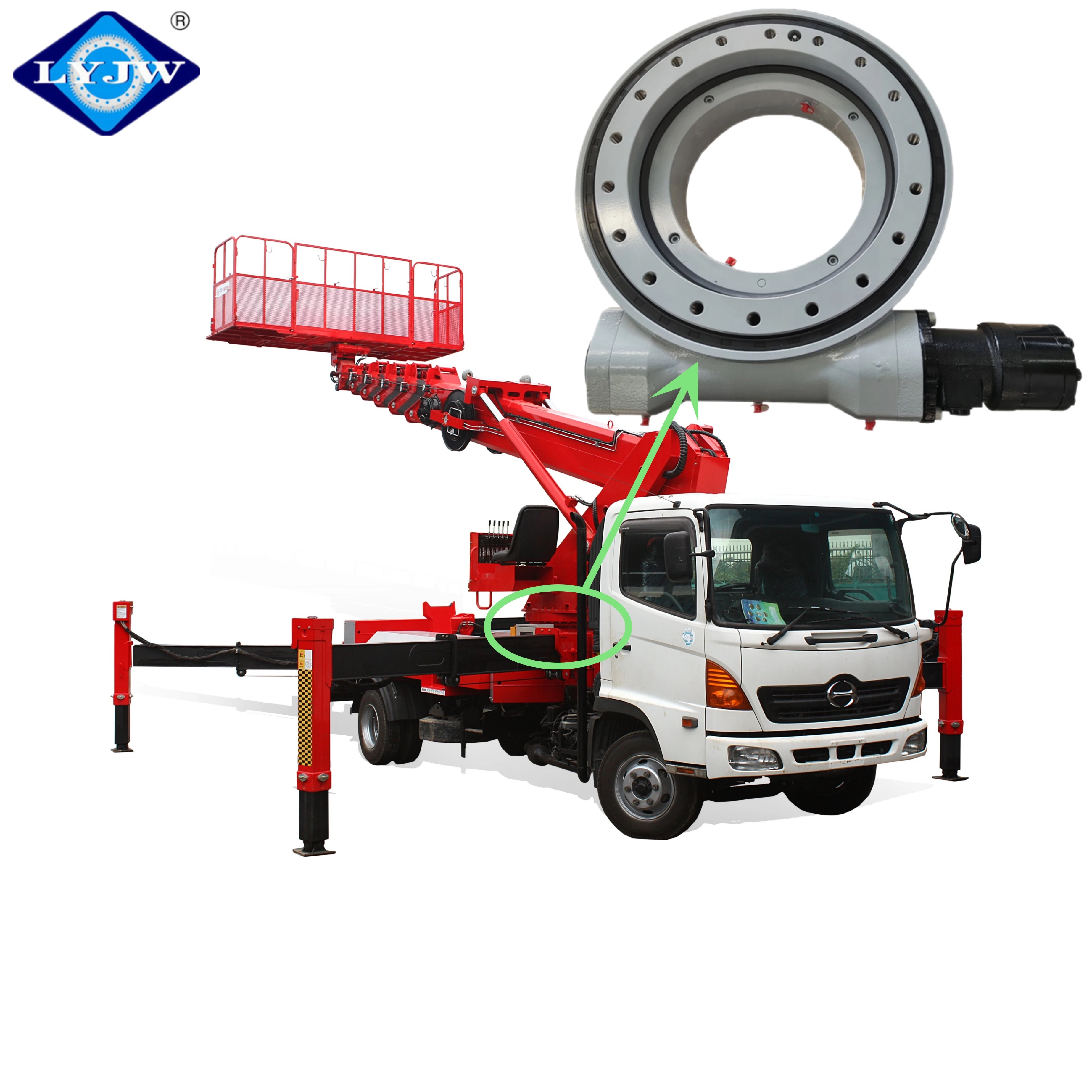 Luoyang JW 17'' Worm Gear Slewing Bearing Ring WEA17 Slewing Drive With Motor for Rotation Equipment
