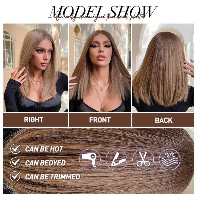 oneNonly Straight Lace Front Wigs for Women Brown Lace Wig Daily Party Natural Hair High Density