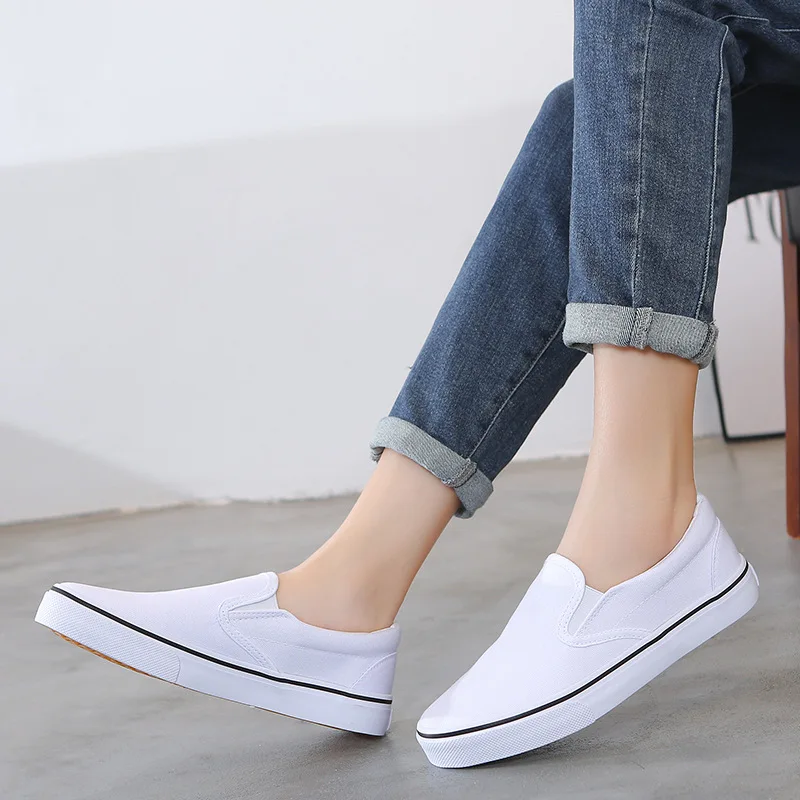 Hand Painted Canvas Shoes Comfortable White Black Spring Male Female Couple Student Lightweight Elastic Sneakers Tênis Feminino