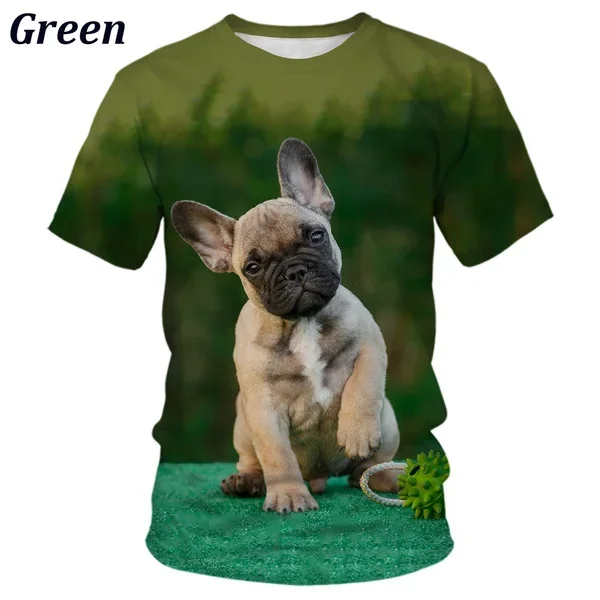 2024 Summer Fashion Comfortable 3D T-shirt Cute French Bull Dog 3d Short Sleeve for Both Men and Women Tops