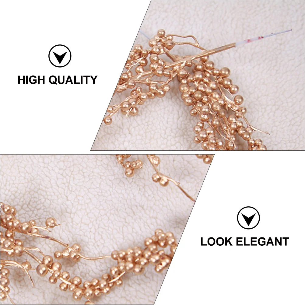 5 Pcs Christmas Tree Artificial Flower Golden Berry Simulation Branch Spray Picks