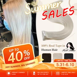 Fita de brilho completo em 100% remy cabelo humano em linha reta dupla face loira confortável fita natural de seda ins para mulher