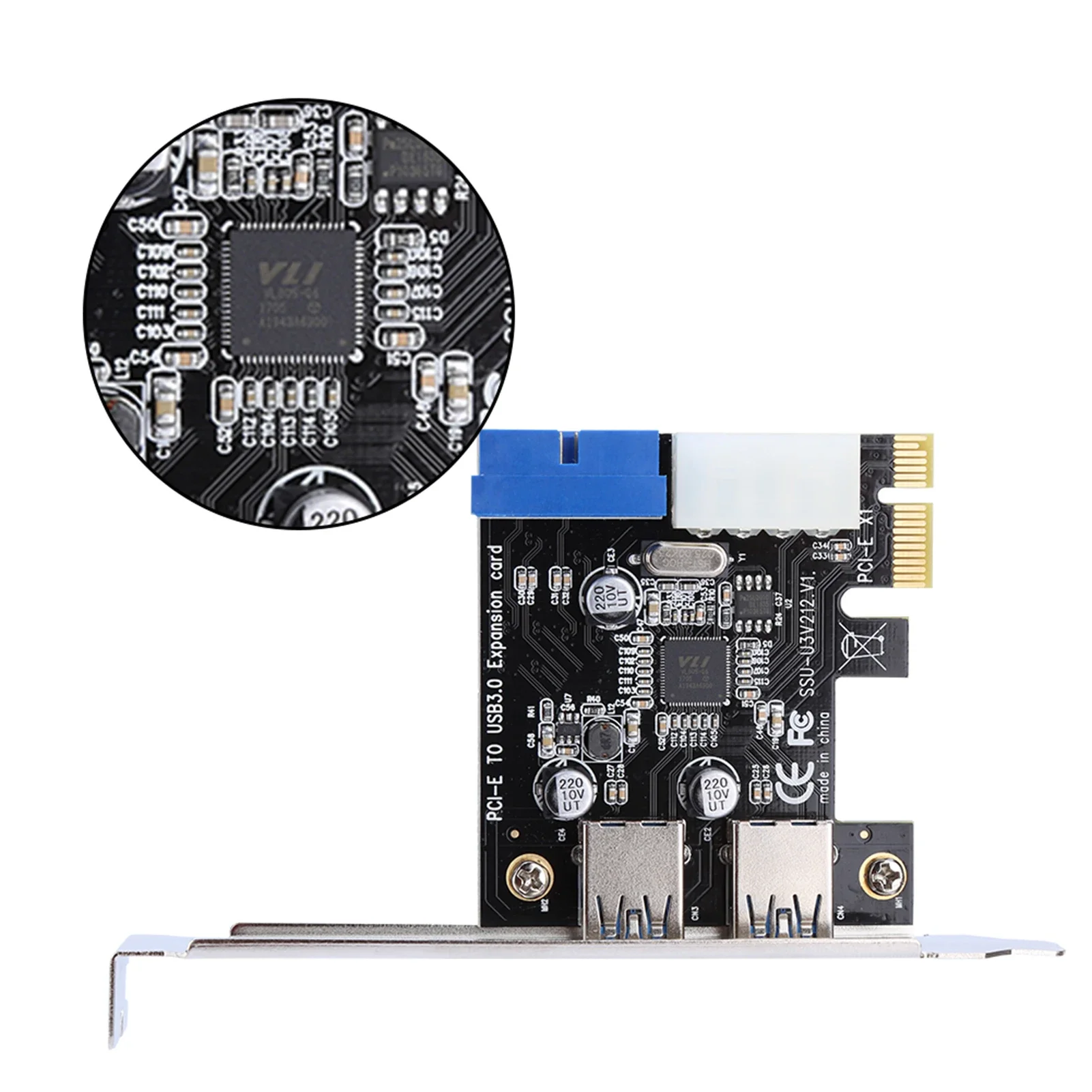 Controller Hub Adapter Motherboard Spare Parts PCIE to USB3.0 Expansion Card Adapter with Front 19PIN Connector