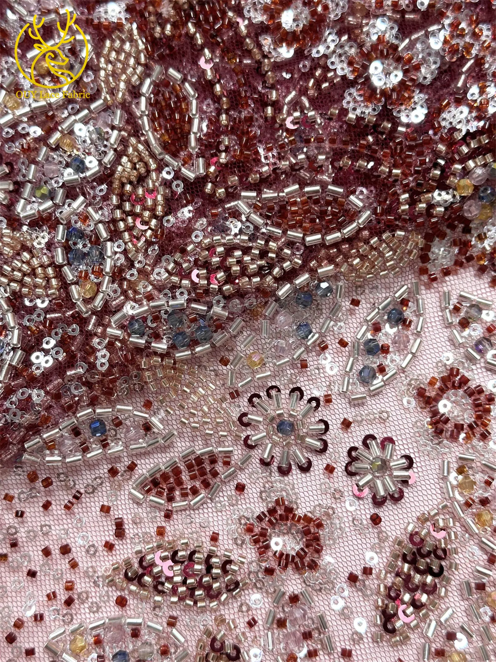 5 Yards nigerianischer Perlen-Spitzenstoff 2026, neues Design, afrikanischer französischer Pailletten-Spitzenstoff, geeignet für Damen-Hochzeits-Party-Kleider – Detail 13