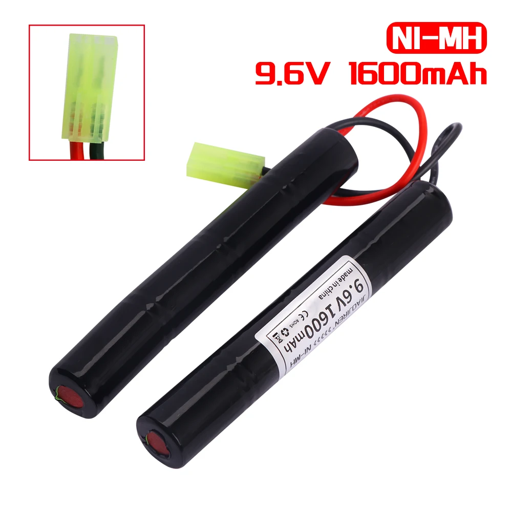 แบตเตอรี่ Ni-Mh 2/3A 9.6V 1600mAh แบบ Butterfly สำหรับปืนอัดลม พร้อมหัวต่อ Mini Tamiya สำหรับปืน M110, SR25, M249, M240B, MP5, M14, G36C