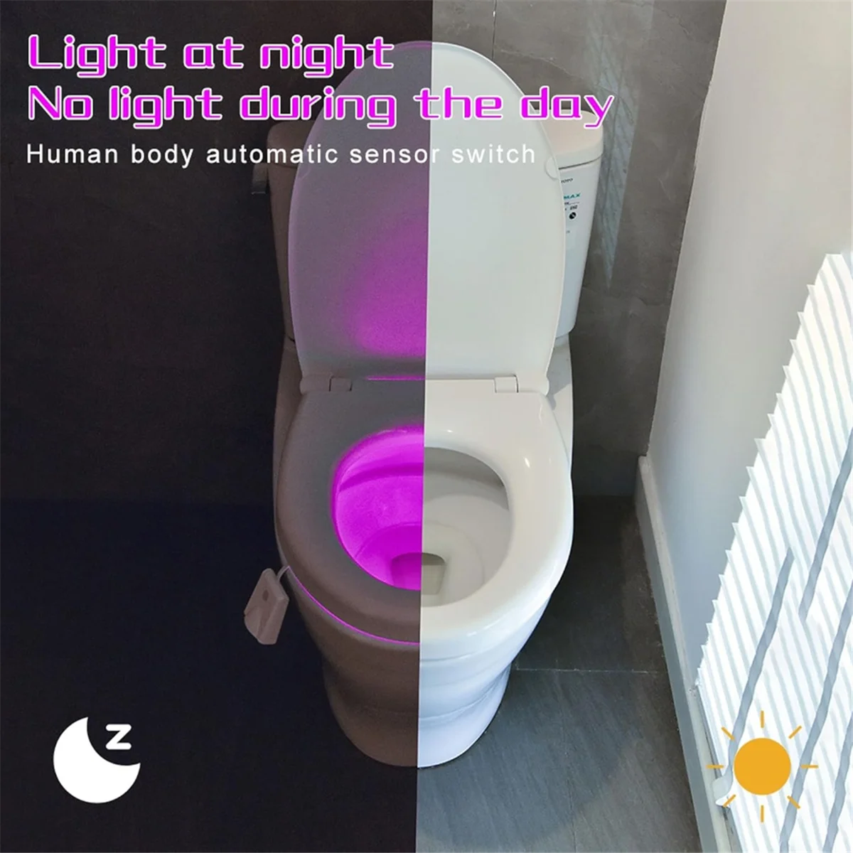 

NEW_Colorful Toilet Projection Night Light RGB Led Footlights Sensor