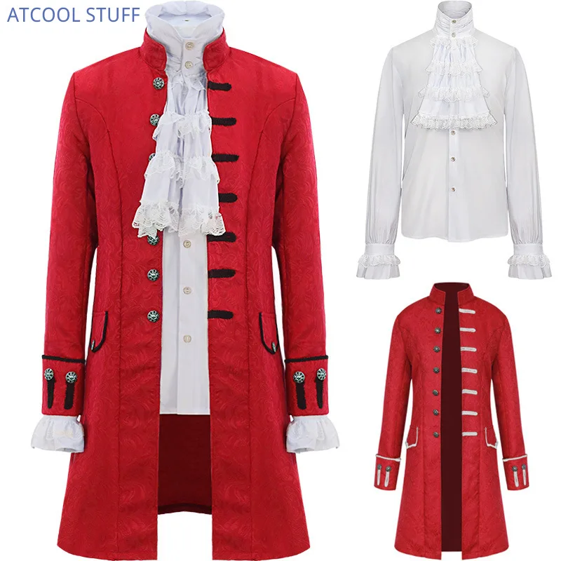 Men Steampunk Trench Coat / Shirt  Vintage Prince Overcoat Medieval Renaissance Jacket Victorian Edwardian Cosplay Costume