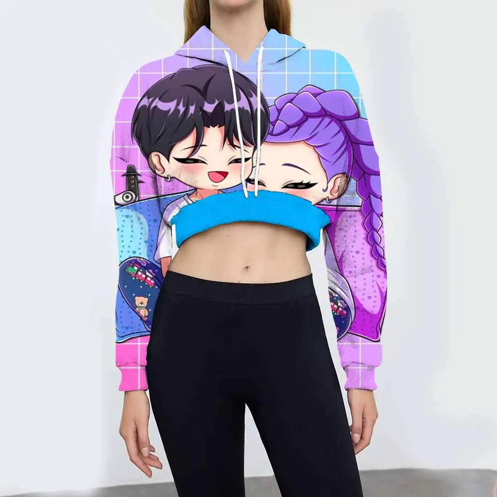 KPOP Dämonenjäger Bedrucktes Damen-Trainingsanzug-Set, modisches Jogging-Sweatshirt, Anzug, Sport, Kapuze, hochwertiges Fitness-Outfit ﻿