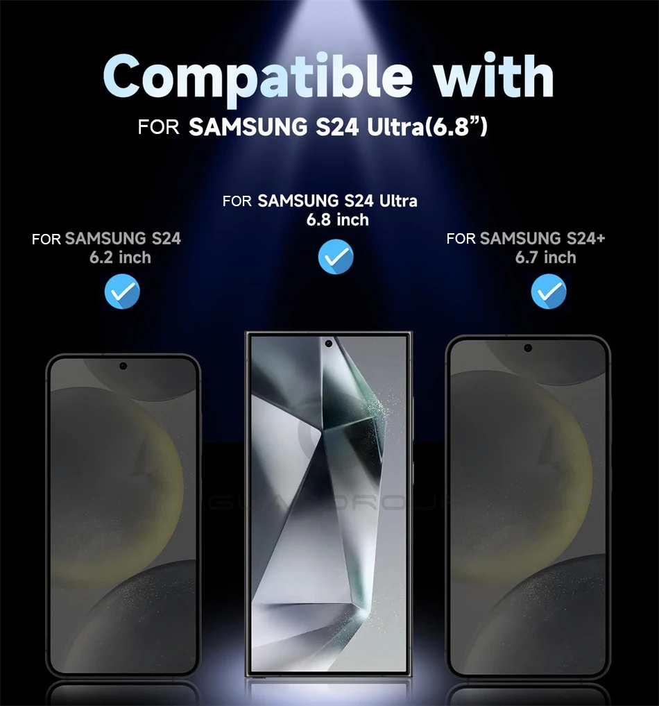 Premium Screen Protector For Samsung Galxy S24 Ultra S23 S22 Plus Tempered Glass Full Cover Easy Install Auto-Dust Removal Kit