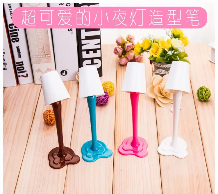 24PCS Creative Lamp Dual Purpose Ballpoint Pen Cute Small Night Lamp Modeling Plastic Fun For Student Pen Stationery