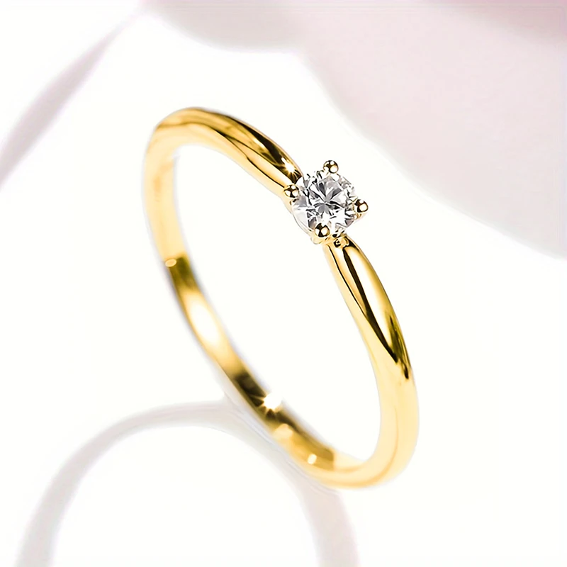 Huitan Luxury Solitaire Cubic Zirconia Rings for Women Classic Minimalist Wedding Band Accessories Eternity Jewelry Drop Ship