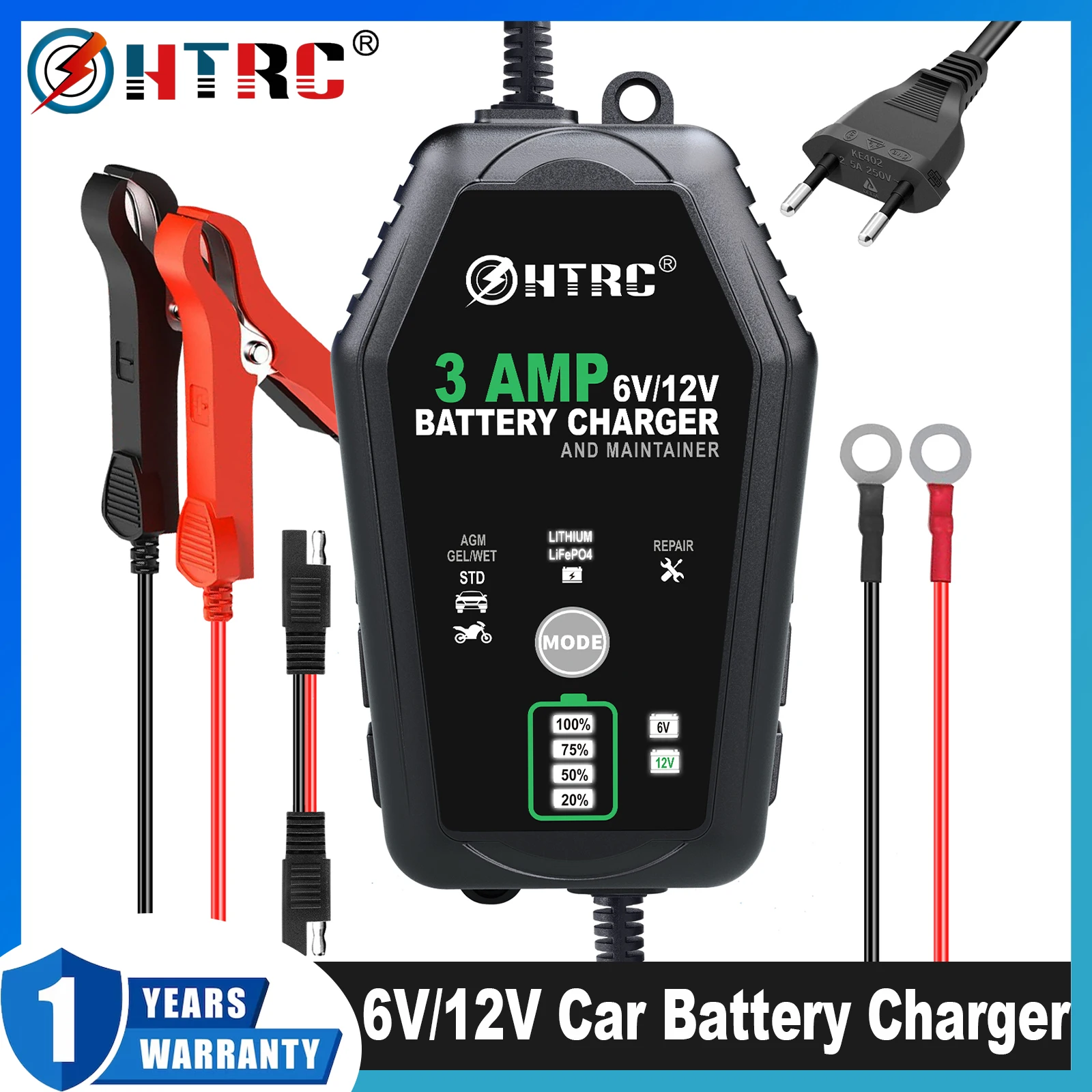 

6V 12V 24V 16A Universal Repair Car Battery Charger Intelligent Repair Motorcycle Charger for Lead Acid AGM GEL LiFePO4 Battery
