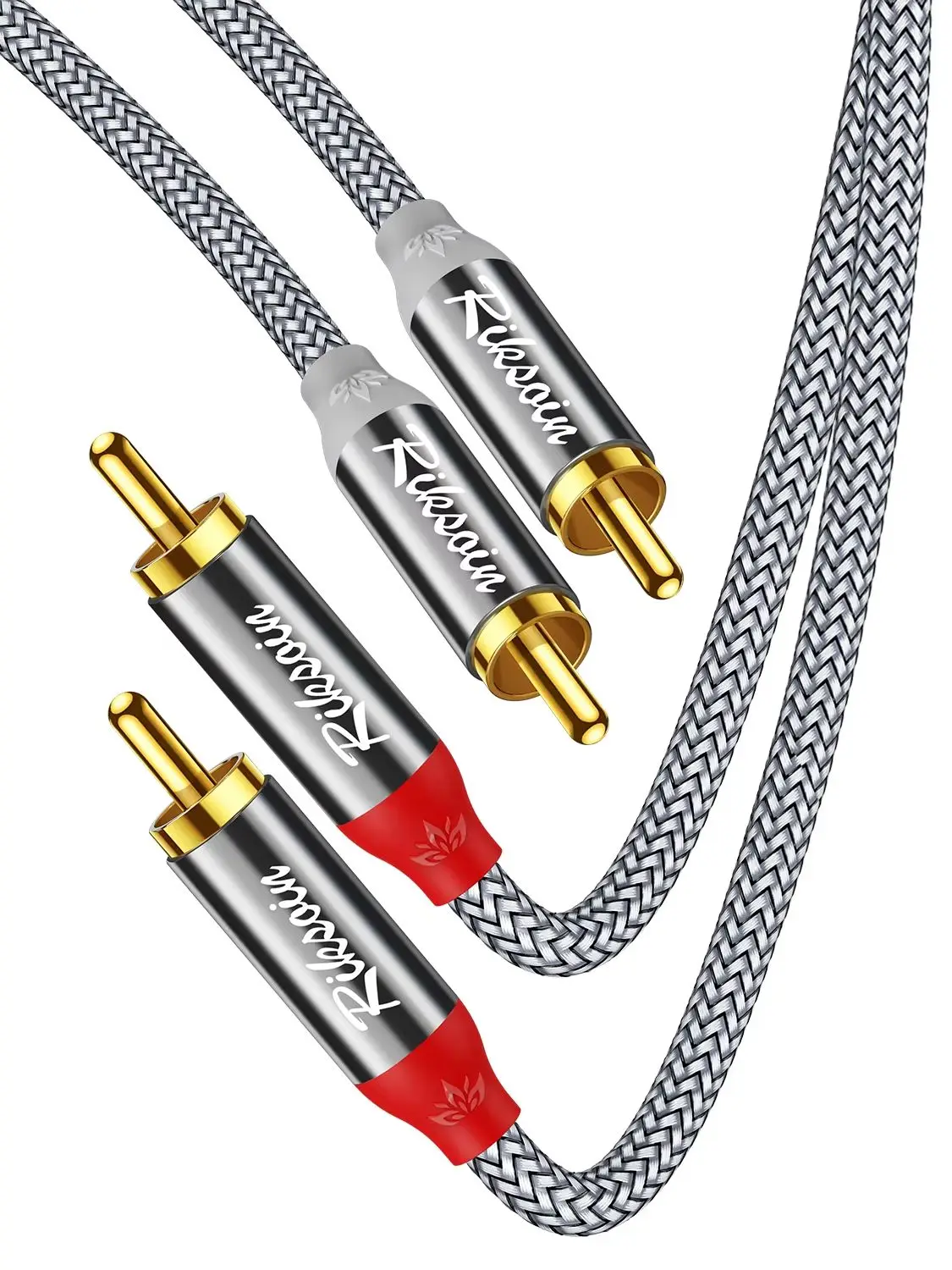 Riksoin 2RCA zu 2RCA Audiokabel, Dual RCA Stereo, Nylon-Ummantelung, Hochbelastbar, für DVD/Computer/TV/Verstärker/Subwoofer/Lautsprecher, Premium