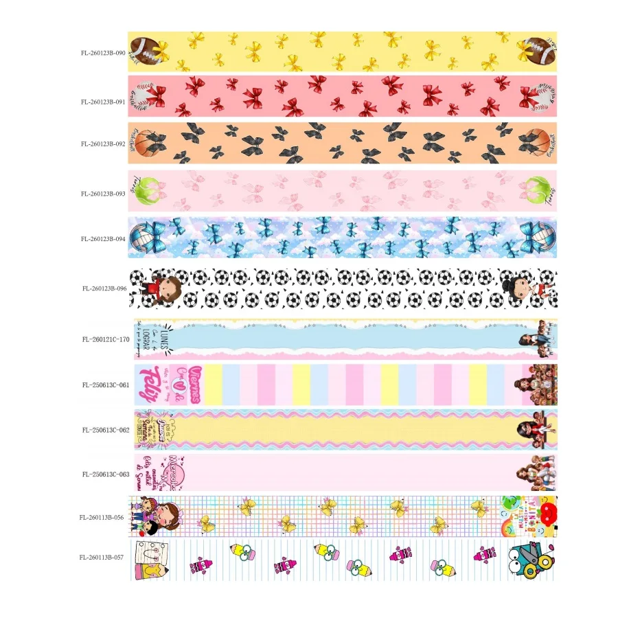 (50yards) Back to School Grosgrain Ribbon Printed Sport Ribbons for Hairbows Craft Materials Handmade DIY Accessories 50yards