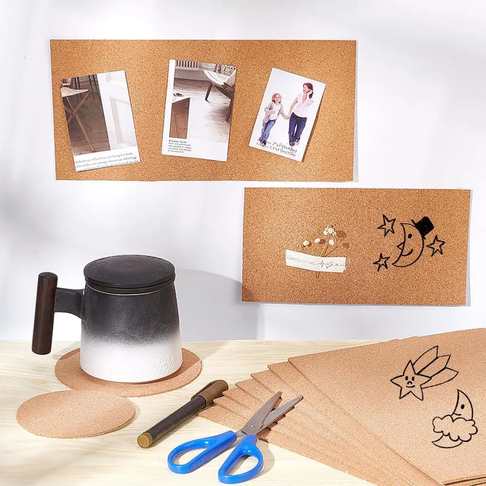 Flexible Natural Cork Sheet Self Adhesive DIY Project Board Heat Resistant Cup Mat Wall Sticker Craft Material Pad