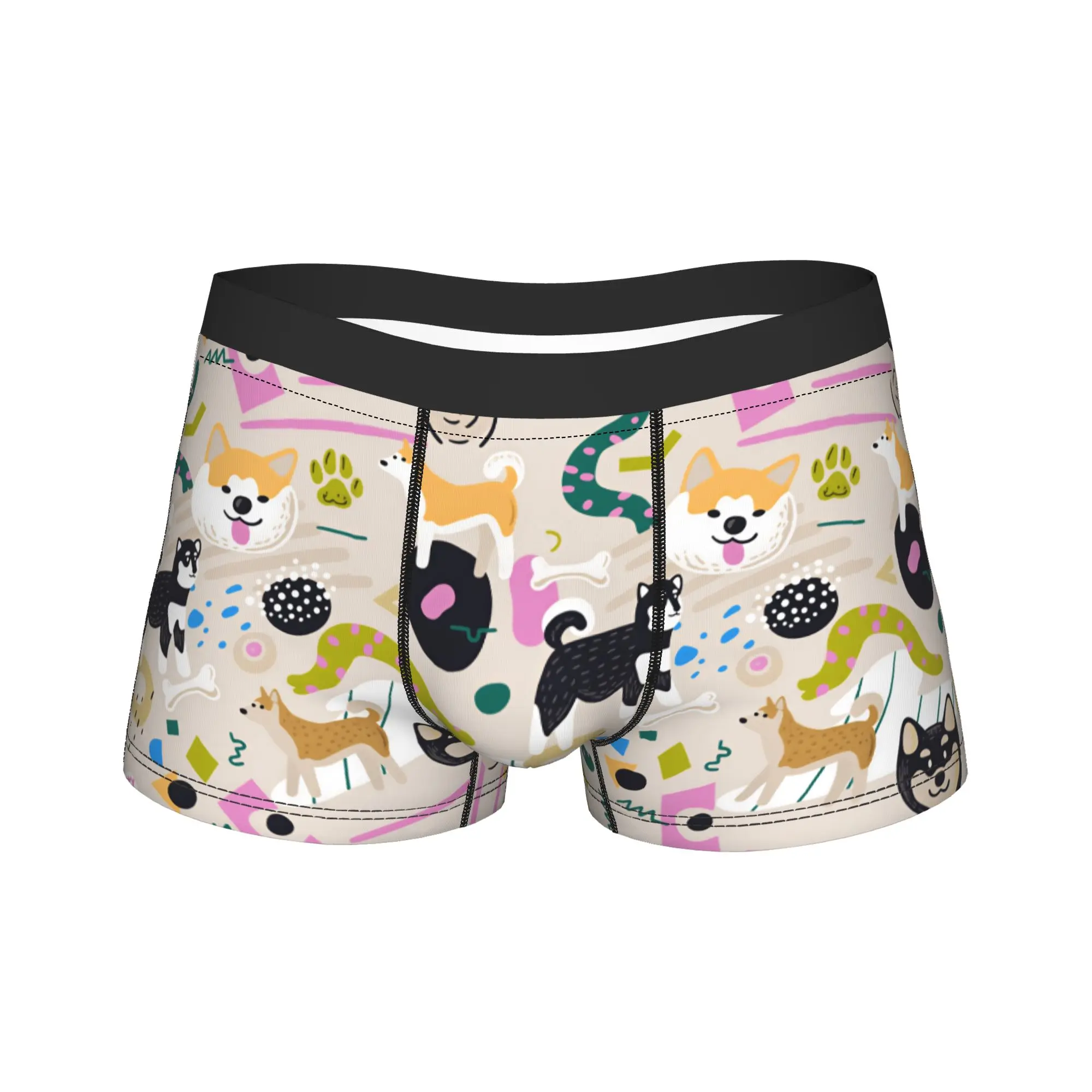 Cute Dogs Seamless Pattern Shorts Briefs  Underwear Quality Man Funny Boxershorts Printed Large Size Underpants