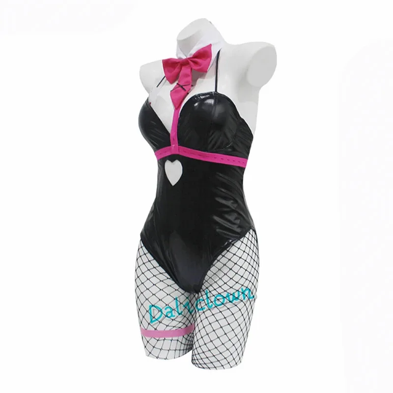 qq78Request7Miku أرنب هول تأثيري حلي شعر مستعار أنيمي الأسود براءات الاختراع والجلود الأرنب فتاة مثير بدلة للجسم حفلة الهالوين الزي مع
