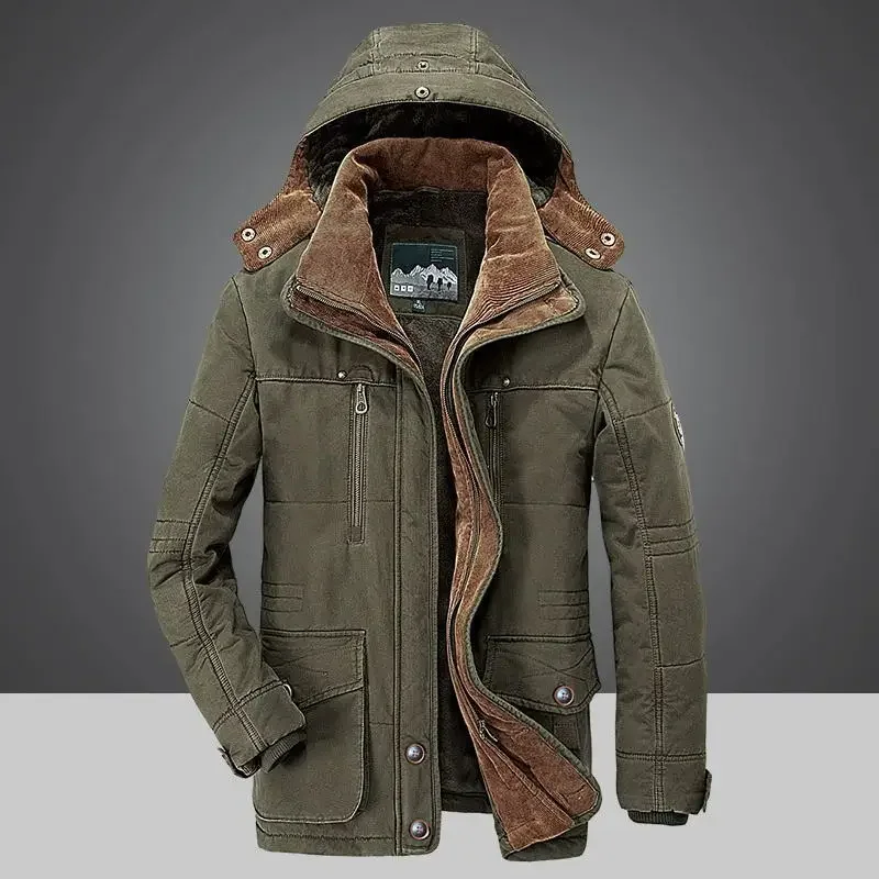 

Male Fit Winter Coats Good Quality Multi-pocket Jackets Coat Men Hooded Casual Warm Parkas 6XL Long Winter Coats Down Jackets